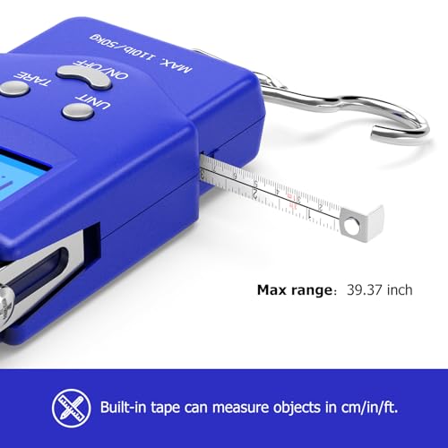 Fish Scale 110 lb Digital Luggage Scale with Tape (Blue)