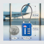 TSA Accepted Luggage Lock with 2.5" Cable Shackle (2.5" Shackle / Blue)