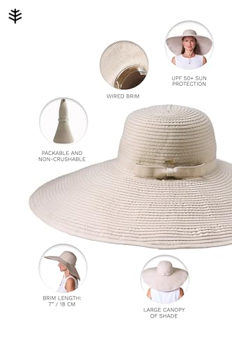 Women's Ultra Wide Sun Hat (One Size / Tan Convertible Roll & Snap)