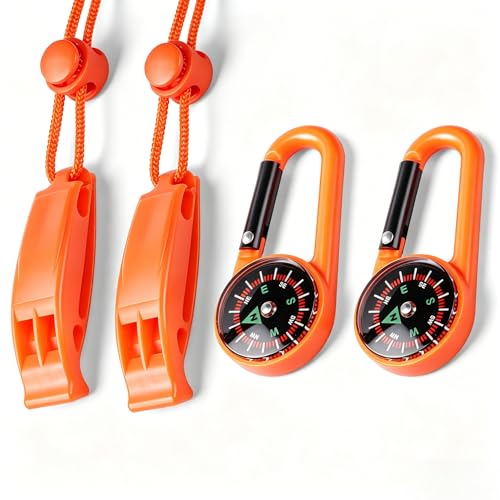 2 Pack Whistle Emergency Safety with Lanyards (Orange2)