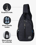 Crossbody Sling Backpack Sling Bag Travel Hiking Daypack (Pure Black(other Style) / Small)