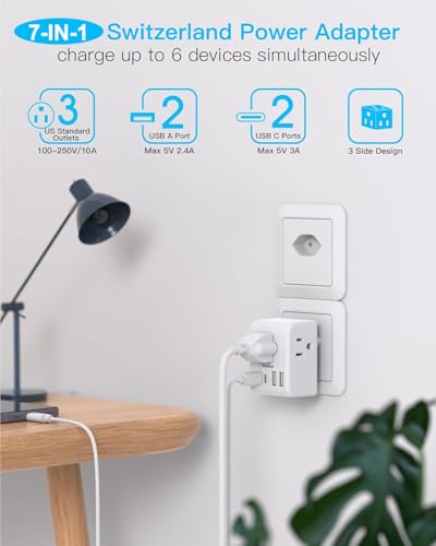 2 Pack Switzerland Travel Plug Adapter