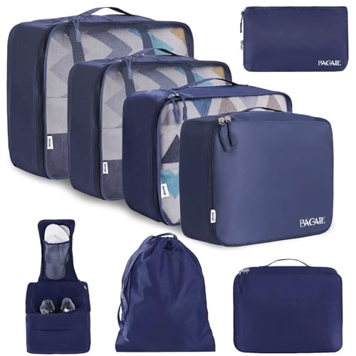 8 Set Packing Cubes Luggage Packing Organizers for Travel Accessories (Indigo / 8 Set)