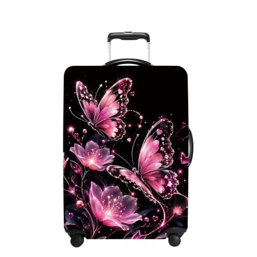 Luggage Cover Washable Suitcase Protector Anti (Pink Butterflies / XL(fits 32-34Inch suitcase))