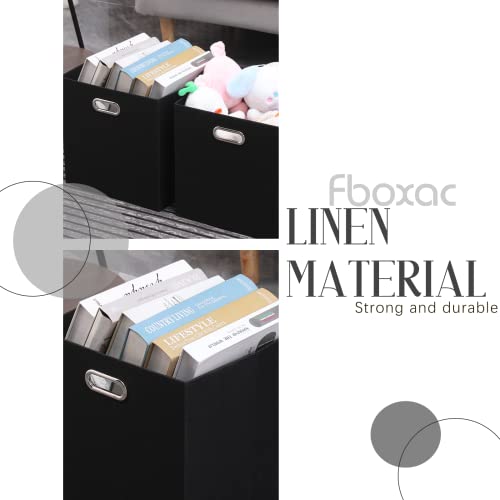 13x13x13 Inch Foldable Cube Storage Bins with Metal Handles (Black / 13 IN (4 Pack))