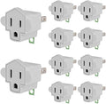 10 Pack ETL Listed 3 Prong to 2 Prong Adapter Converter (10 Pack / A-Ivory White)