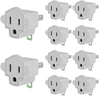 10 Pack ETL Listed 3 Prong to 2 Prong Adapter Converter (10 Pack / A-Ivory White)