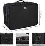Extra Large Makeup Case Travel Makeup Train Case Professional Makeup Artist Bag Portable Nail Organizer Box Art Supply Case with Adjustable Dividers (Black / Extra Large)