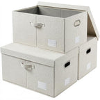 Storage Bins with Lids [3 (Beige / XL(3-Pack))