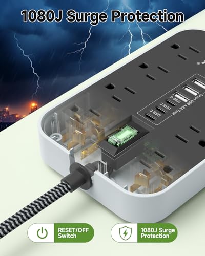 10 FT Power Strip Extension Cord Surge Protector (03-10FT)