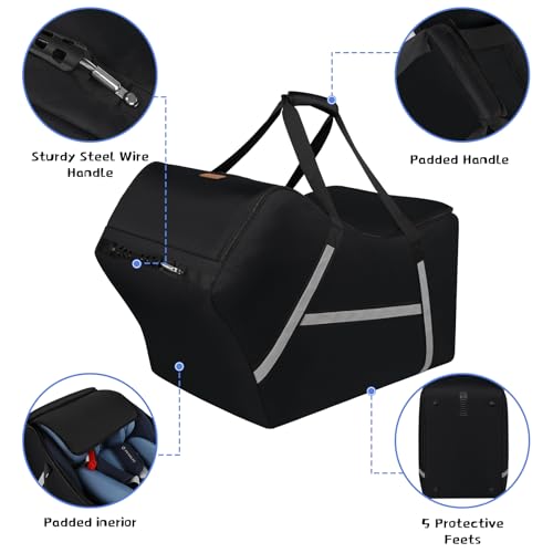 Infant Car Seat Travel Bag for Airplane Compatible with All Nuna Pipa Car Seat and Base (Black)