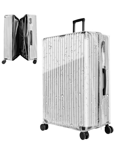 Upgraded Zippered Clear PVC Suitcase Cover 26 Inch (26inch / 70%clear 30%grey)