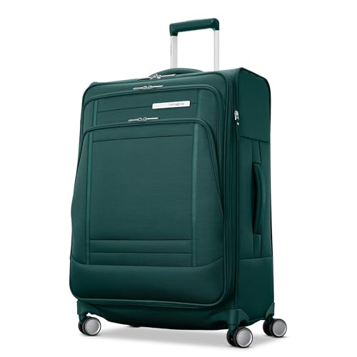 UpLIFT Lightweight Medium Checked Softside Luggage with Spinner Wheels (Medium Checked / Emerald Green)