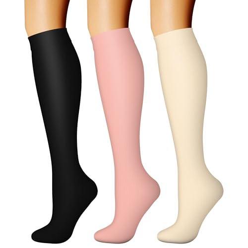 Compression Socks for Women & Men Circulation (Small-Medium / 38 Black/Yellow/Pink)