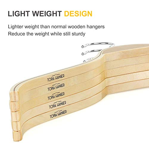 Slim Natural Wood Hangers with Extra Soft Non (Natural / 10 Pcs)