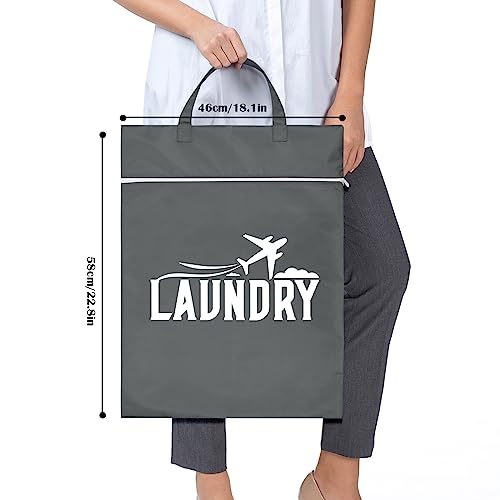 2 Pcs Large Travel Laundry Bags (Black+Grey)