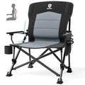 Oversized Folding Camping Chair for Adults with Adjustable Lumbar Support (Black / Lumbar Support Back)