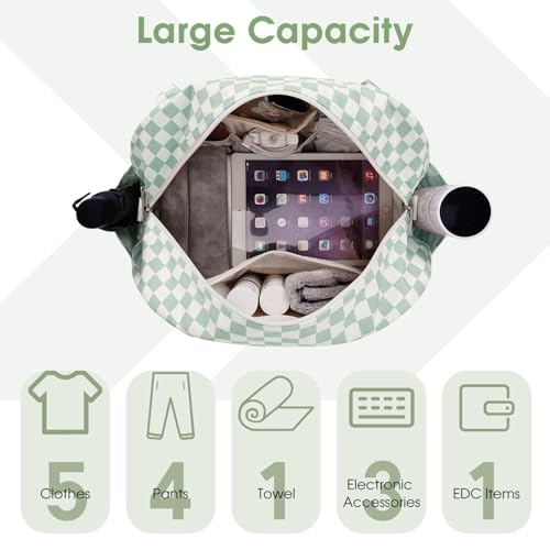 Carry on Duffle Bag Underseat for Airplane (Z-Mint Green Checkerboard / Small without laptop compartment)