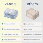 Compression Packing Cubes (1. Blue Gingham / 8 Pack (4 Cubes + 4 Travel Bags))