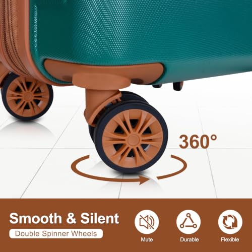 26'' Medium Checked Luggage with Double Spinner Wheels (Emerald Green)