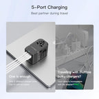 Universal Travel Adapter (2 USB A+1 USB C(PD100W)+2 USB C(PD20W)(Standard) / Black)