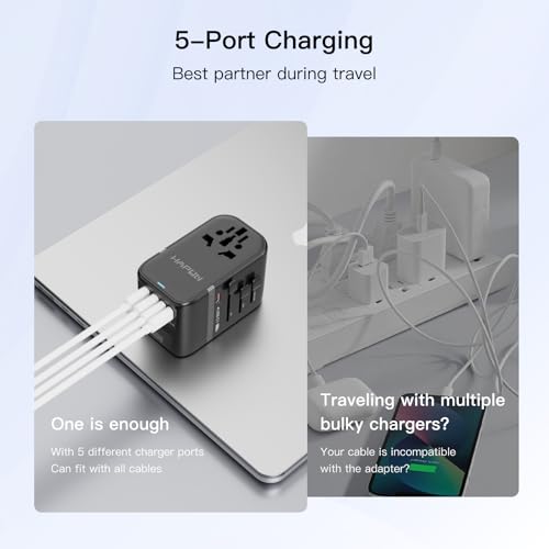 Universal Travel Adapter (2 USB A+1 USB C(PD100W)+2 USB C(PD20W)(Standard) / Black)
