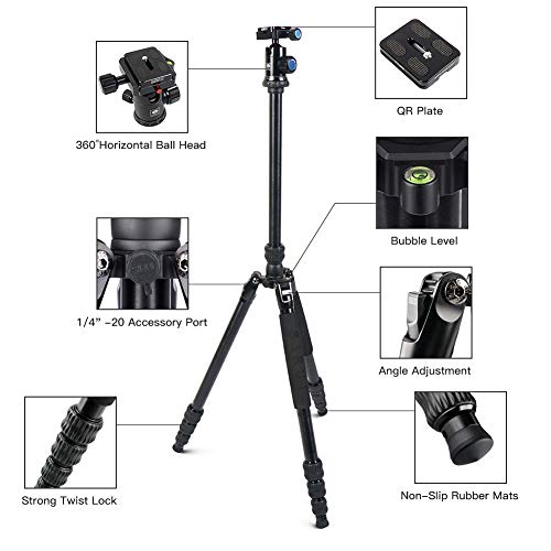 Traveler 7A 65.55'' Aluminum Camera Tripod (Aluminum Travel Tripod)
