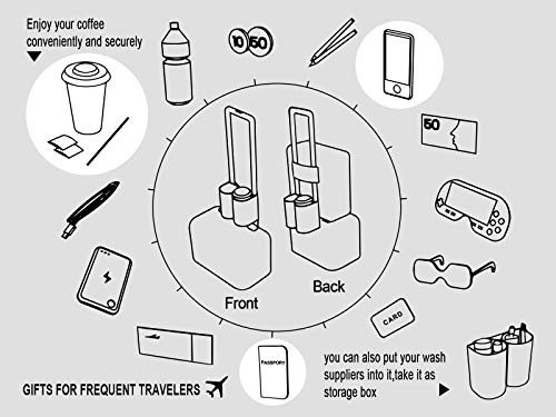 Luggage Travel Cup Holder Free Hand Drink Carrier (1. Hook & Loop: Grey)