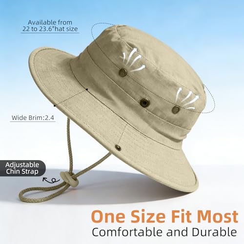 Sun Hats for Men Women Safari Hat Foldable Fishing Hat UPF 50+ Bucket Hat (1pack-beigesleeves)