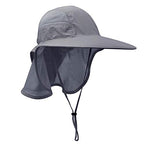 Unisex Outdoor Activities UV Protecting Sun Hats with Neck Flap Black Grey (One Size / Black-grey)