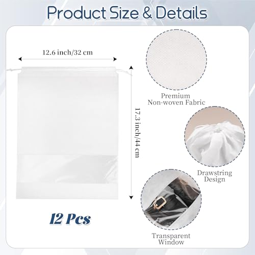 12 Pcs Portable Travel Shoe Bags (White)