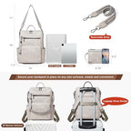 Vegan Leather Laptop Backpack for Women 15.6 inch Work Backpack Fashion Travel Backpack Purse for Travel College Work (2 Two-toned Gray)