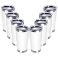 20oz Tumbler with Lid Stainless Steel Tumblers Bulk (White / 8 count)