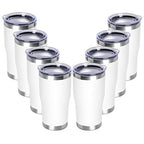 20oz Tumbler with Lid Stainless Steel Tumblers Bulk (White / 8 count)