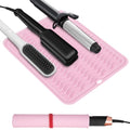 Heat Resistant Mat Oversize Curling Iron Mat Silicone Hot Hair Tools Mat for Hair Straightener (Pink)