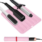 Heat Resistant Mat Oversize Curling Iron Mat Silicone Hot Hair Tools Mat for Hair Straightener (Pink)