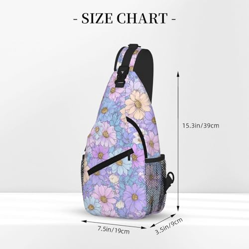 Sling Bag Daisy Flower Pastel Color Hiking Daypack Crossbody Shoulder Backpack Travel Chest Pack for Men Women (B0174)