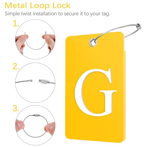 2 Pack Initial Luggage Tags for Suitcases Airplane Travel Essentials (Large G / Yellow)