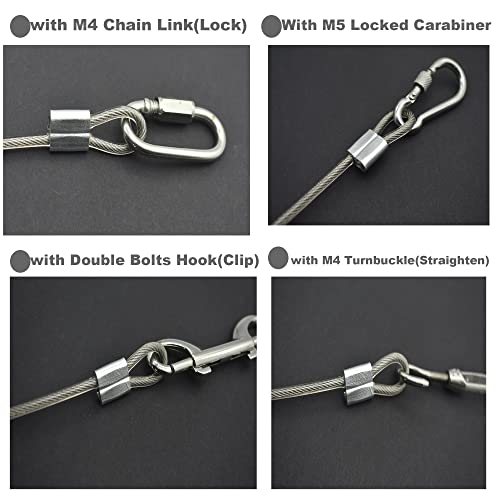 10 Pcs 5mm Wire 12 inch Vinyl Coated Stainless Steel Cable with Loops Short Wire Rope Lanyard Lock Security Chain Link for Outdoor Gates (5mm(T) x 12 in(L) 10PCS / Clear)