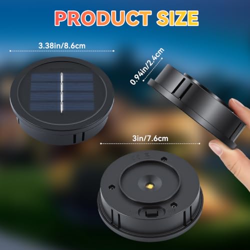 Solar Lights Replacement Top 4 Pack Lantern Light Solar Light Part 2.76 inch Waterproof Round Solar Replacement Lights Garden Patio Decor Light up Your Space (3.4 inch)