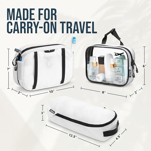 3 Piece Travel Toiletry Bag Set (White Ripstop)
