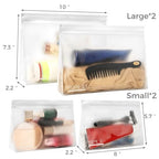 4 Pack Leakproof Clear Toiletry bags (2 Large 2 Medium / White)