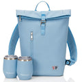 Two Bottle Rolltop Wine Tote Bag (Light Blue)