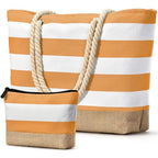 Beach Bag Initial Beach Tote with Makeup Bag for Travel (Orange / Plain)