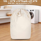 Canvas Laundry Bag with Handles & Square Base (Beige XXL | Square Base / 18"Wx18"Depthx27.6"H)