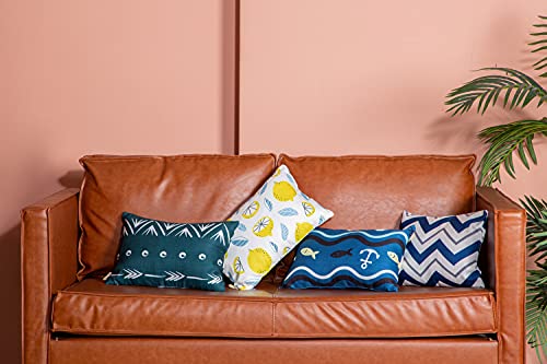 Outdoor Patio Chaise Lounge Small Headrest Waterproof Pillows with Insert & Adjustable Elastic Stripe (Lemon)