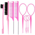 8Pcs Hair Brushes Set wit (Pink)