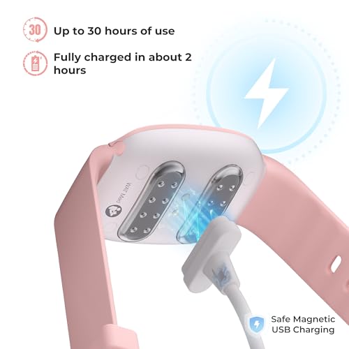 Fashion FDA Cleared Relieve Nausea Electrode Stimulator Morning Sickness Motion Travel Sickness Vomit Relief Rechargeable No Gel Drug Free Wrist Bands Without Side Effects (Pink)