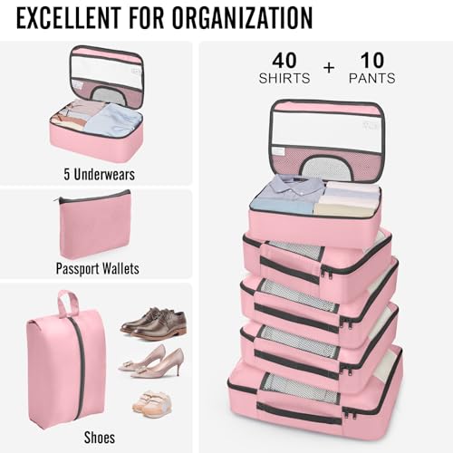 10 Set Packing Cubes for Travel Essentials (03 Pink)