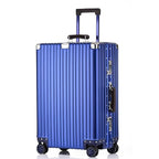 28 Inch All Aluminum Checked in Luggage with Leather Handle (Blue / Checked in 26inch)